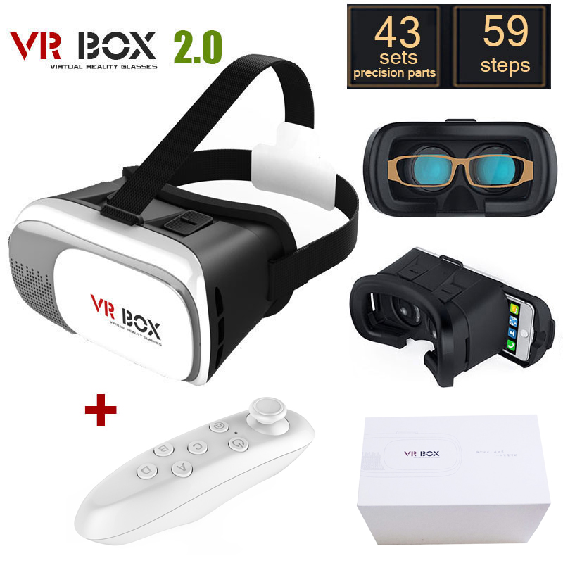 Original Google Cardboard VR BOX II 2.0 VR Virtual Reality 3D Glasses For 4"-6" Smartphone + White Bluetooth Gamepad